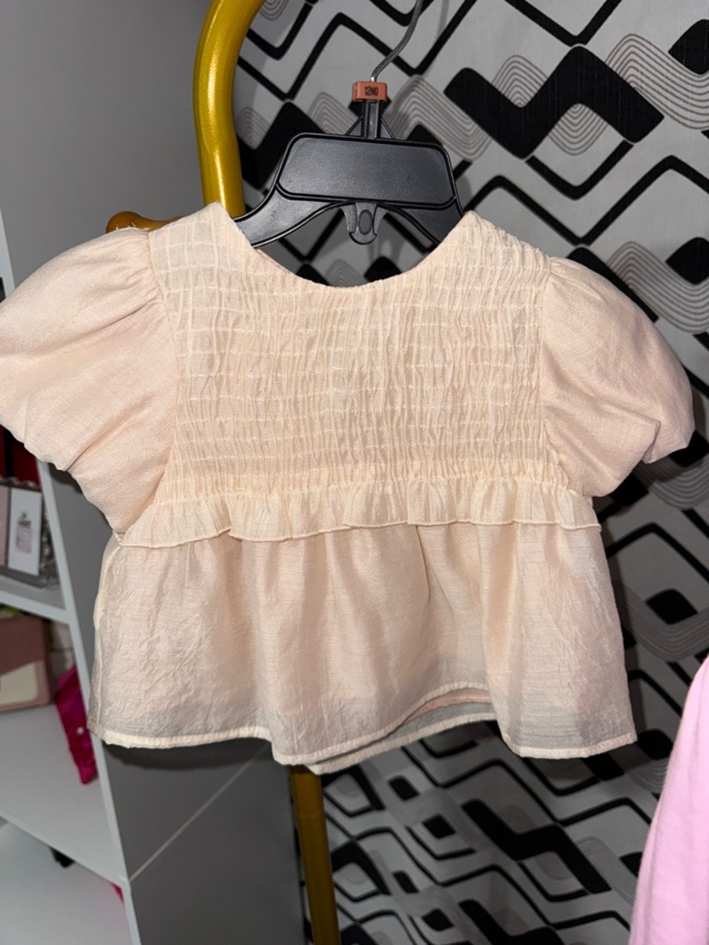 Zara Pale Pink Smocked Peplum Top for Girls